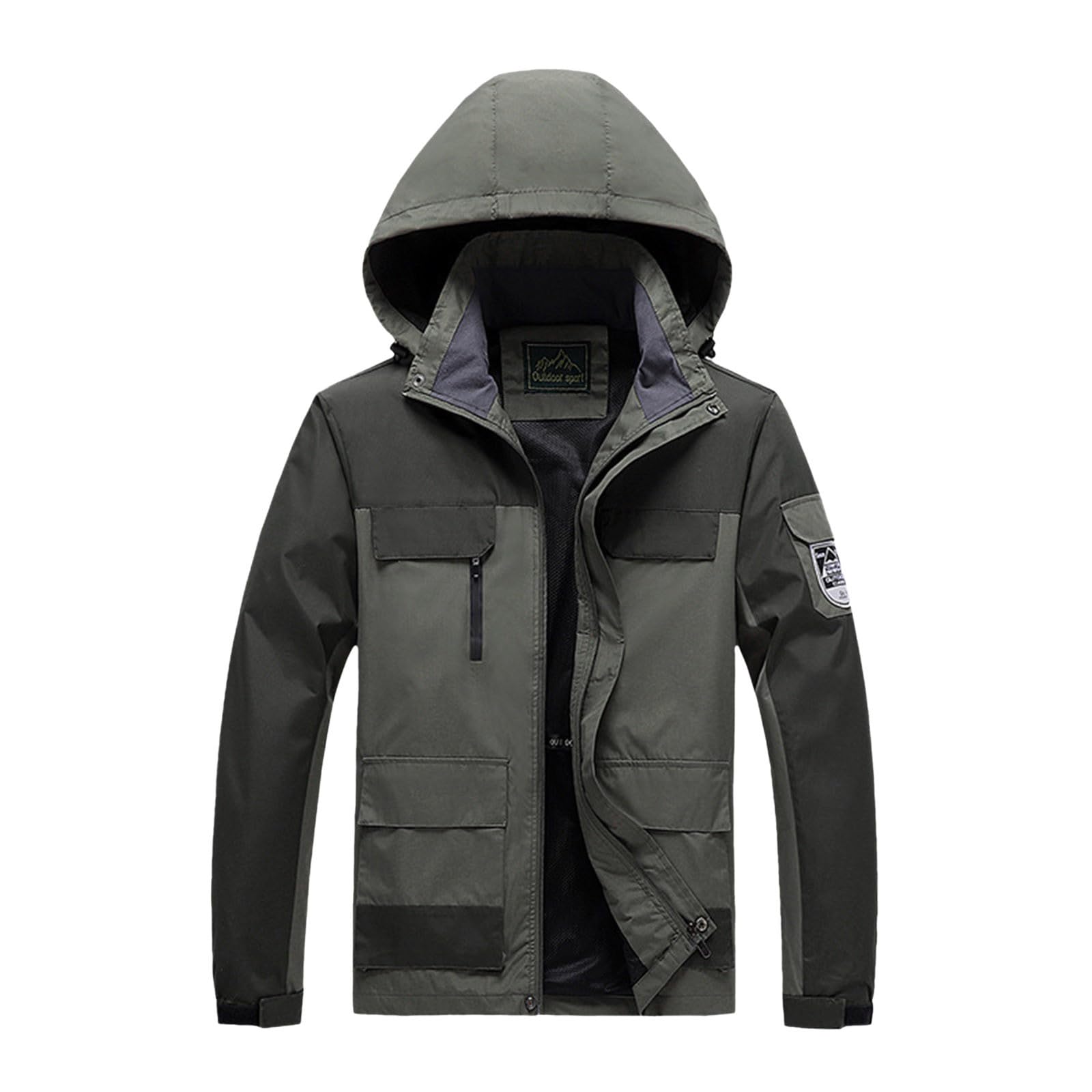 Manteau Hiver Homme Ski de Ski Polaire Imperméable Chaud d'hiver Zippé Blouson Veste Militaire avec Capuche Amovible Randonnée Matelassée Coupe-Vent Parka Montagne pour Voyage