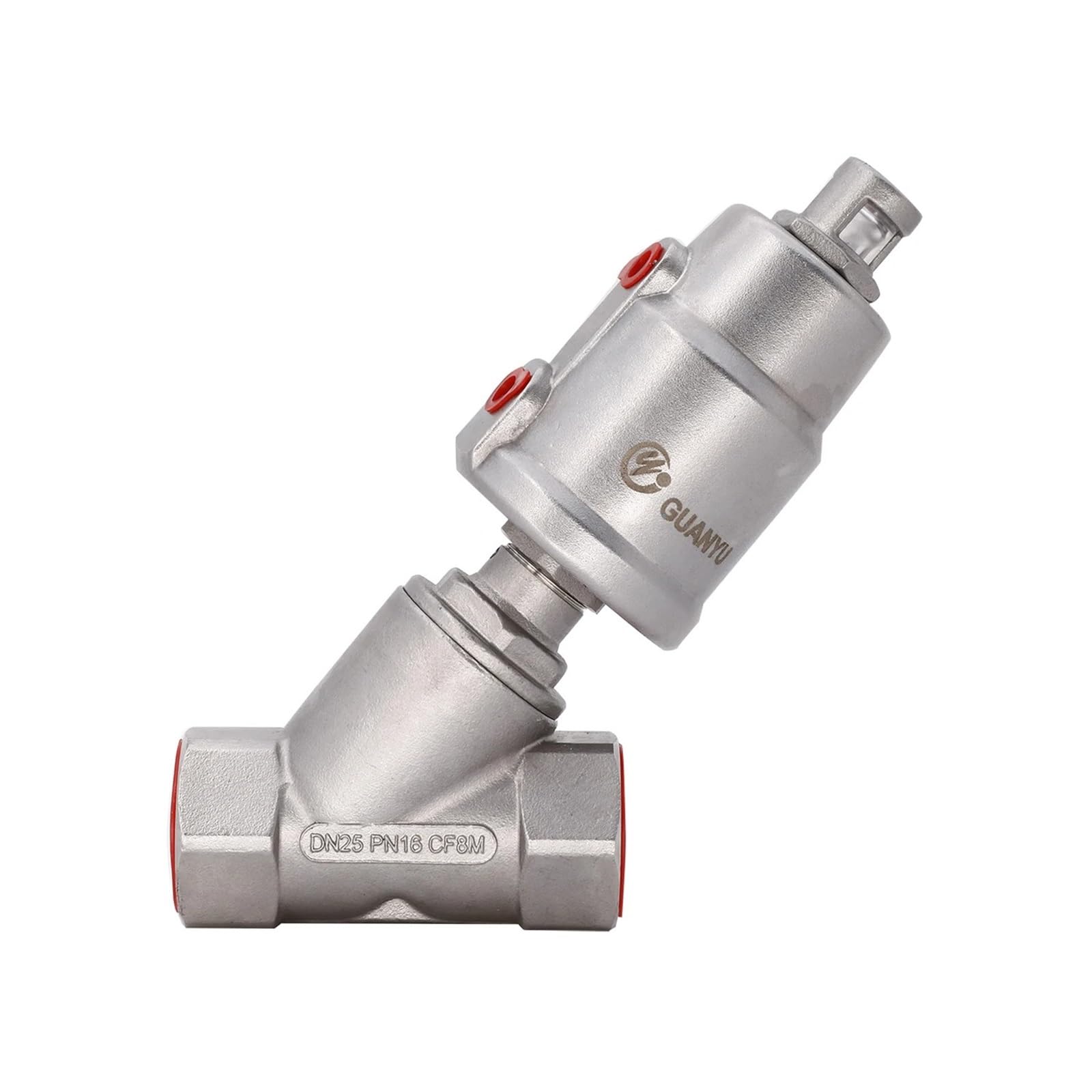 Vanne pneumatique à siège incliné vapeur haute température acier inox