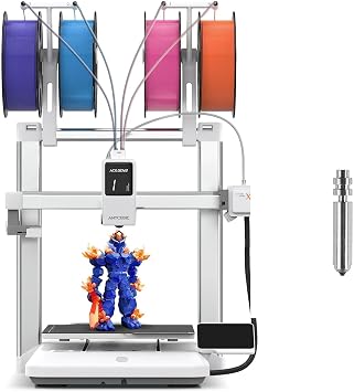 Anycubic Kobra X, Multi-color Modeling 3D Printer, Easy Assembly, Standard 4 Colors - Up to 19 Colors, Muted Printing, Hard Material Mixed Printing, AI Remote Monitoring, Japanese UI + KOBRA X Quick