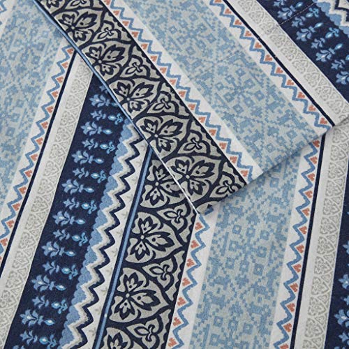 Image of Sleep Philosophy True North Cozy Flannel Warm 100% Cotton Sheet - Novelty Print Animals Stars Cute Ultra Soft Cold Weather Bedding Set, King, Blue Fair Isle 4 Piece