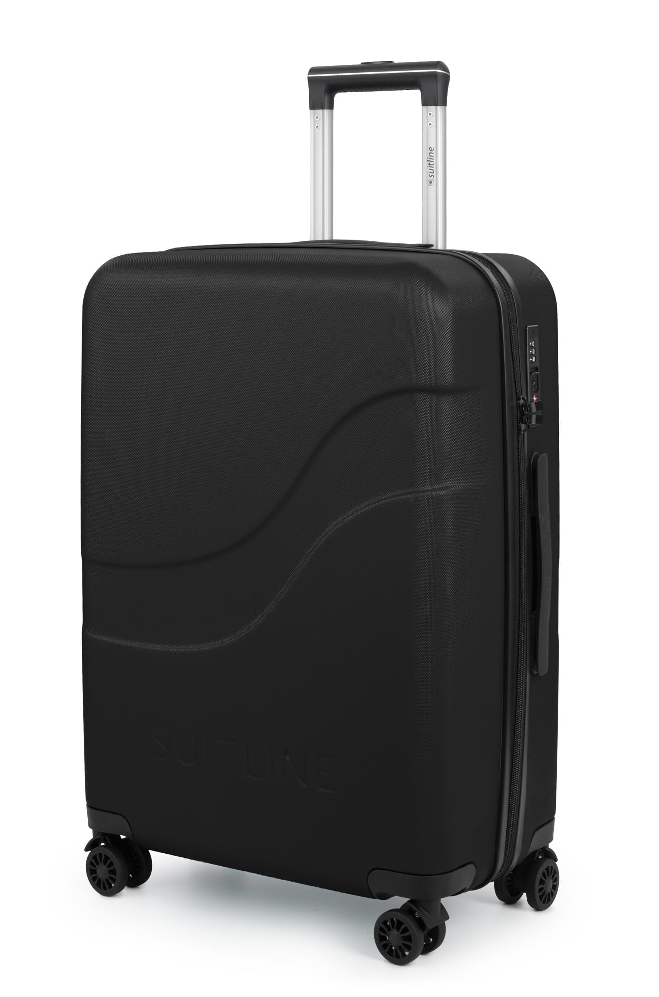 Suitline S4 Średnia walizka z twardą skorupą 65 cm, zamek TSA, walizka podróżna, wózek na 4 kółka, walizka 67 l, czarna
