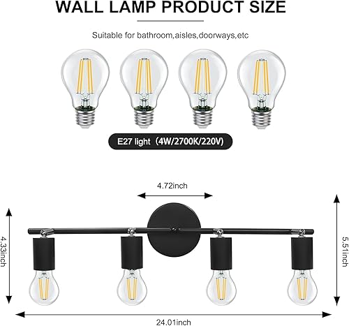 Miniatura 2 de Kit de iluminación LED de 3 luces para techo negro mate plegable de 3 cabezales con 3 bombillas LED GU10 para cocina, pasillo, dormitorio, accesorio