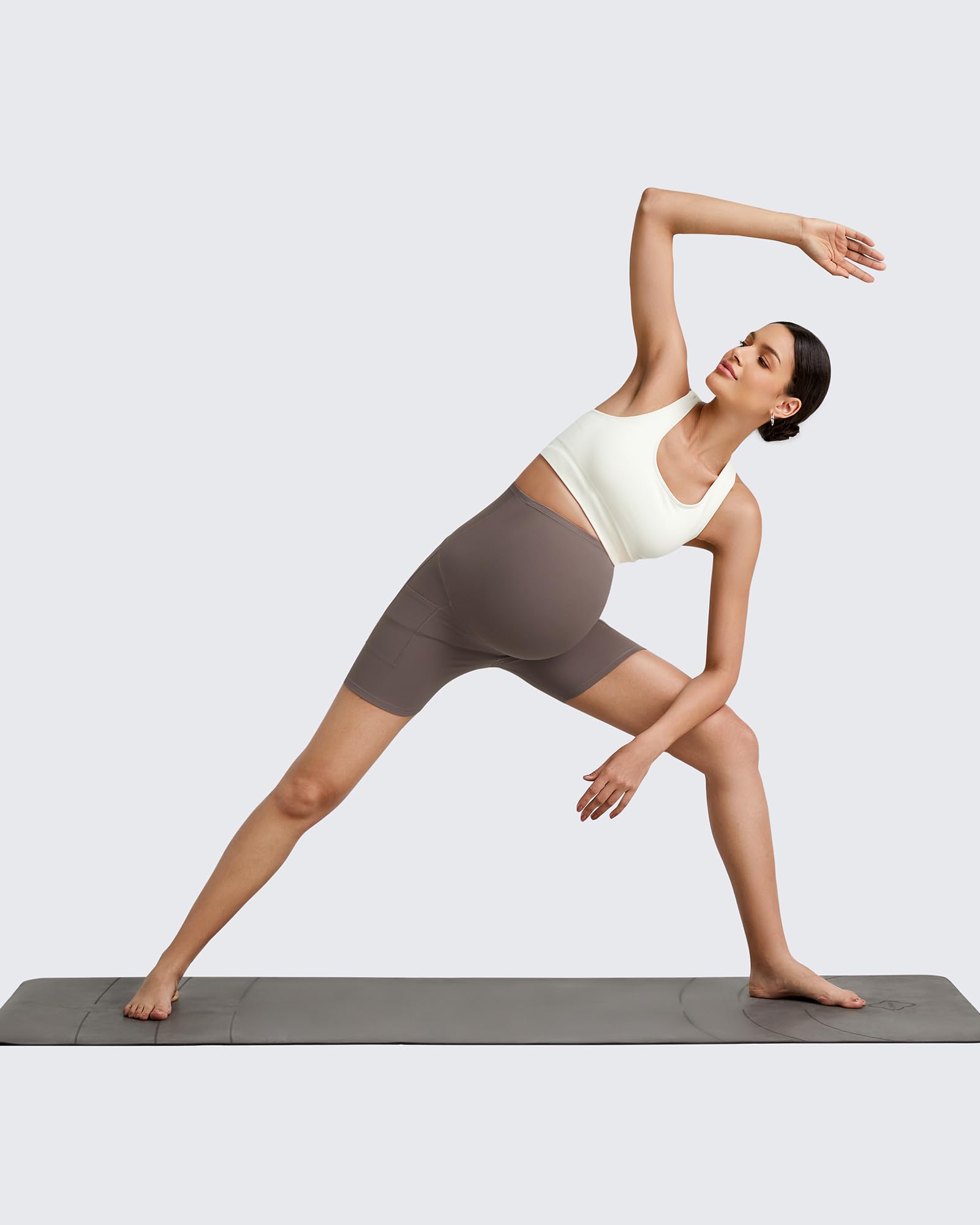 G4Free Umstandsleggings Kurze mit Taschen High Waist Yoga Schwangerschaftsleggings Umstandshose Schwangerschaftshose Stretchy Radlerhose Damen