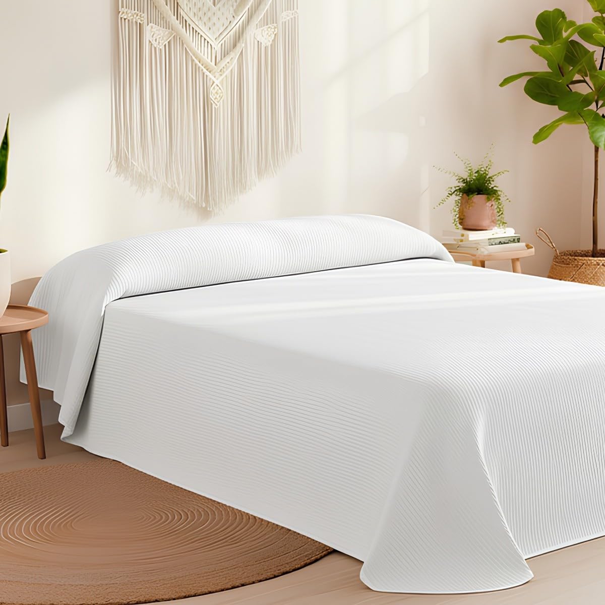 Colcha de Cama Piqué Blanca - Calidad Hotel - Tejido Poli Algodón - OekoTex Color Blanco Talla Cama 90/105