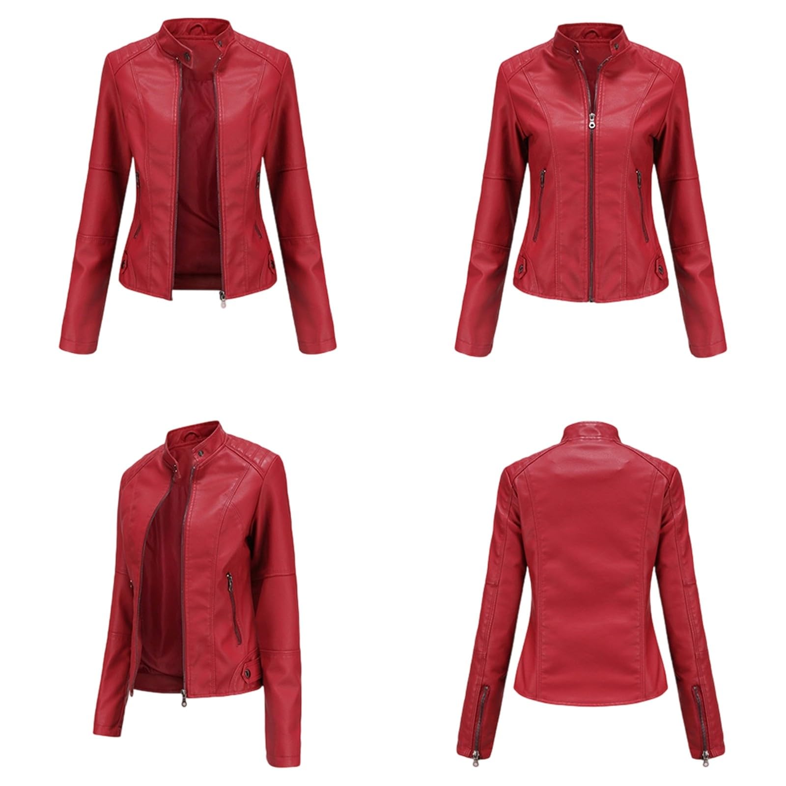 Generisch Jacke Frühling Damen, Lederjacke Kurze Kunstlederjacke Oversize Leather Jacket Woman Übergangsjacke Leichte Bikerjacke Kunstleder Lederimitat Jacke Frühling Leder Jacken Damenjacke Motorrad