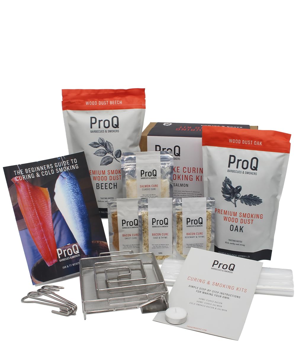 – ProQ Cold Smoke Generator & Curing Salt for Meat and Fish - Deluxe Twin Food Smoking Kit - Cold Smoker & Meat Curing Kit - Make Your Own Smoked Bacon & Salmon