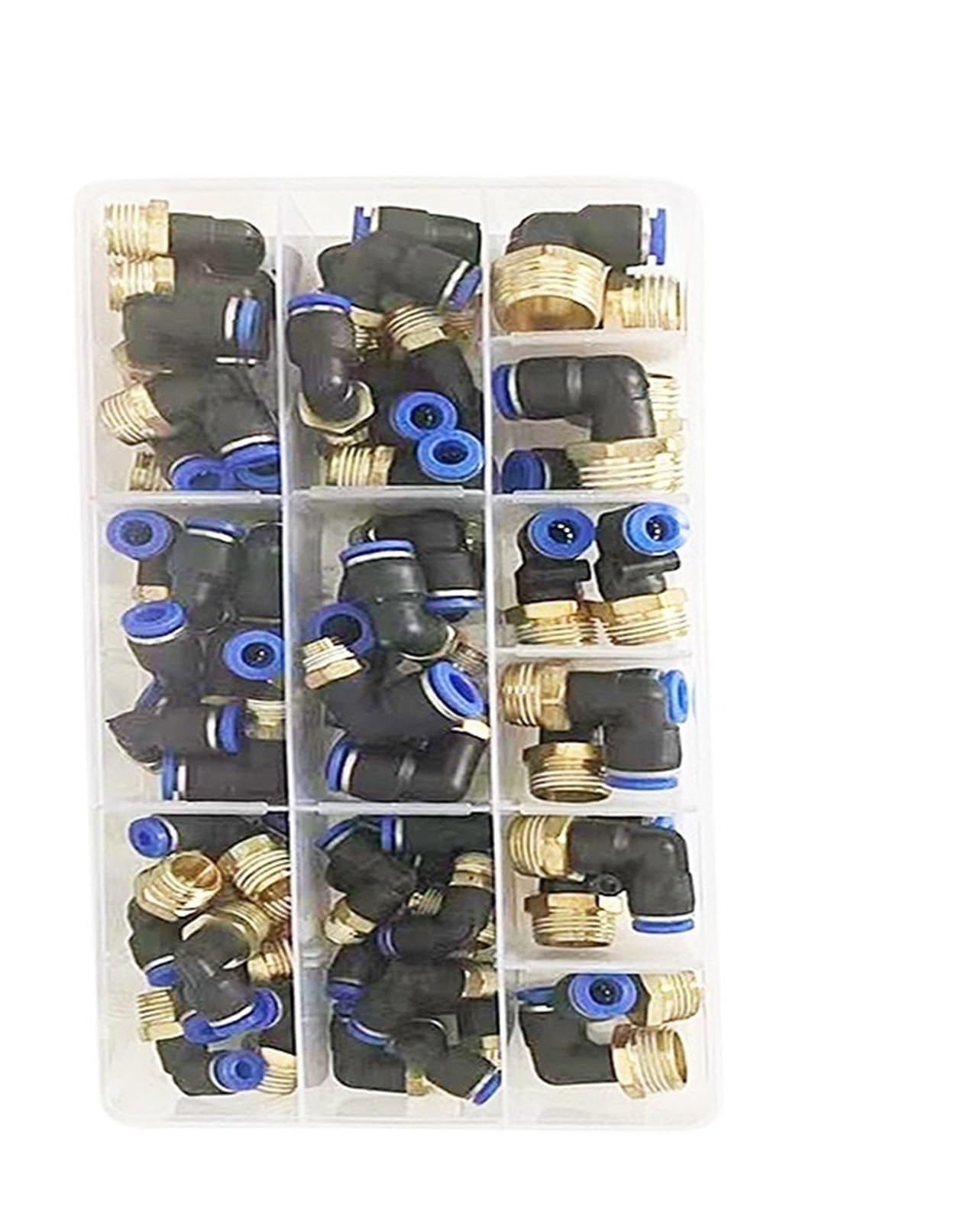 Qxyslhkc 56Pcs Box Pl8-02 Pl10-02 Pl6-02 Pl12-02 Pneumatic Connector Pl Trachea Elbow Air Fittings Hose Connectors Square Thread