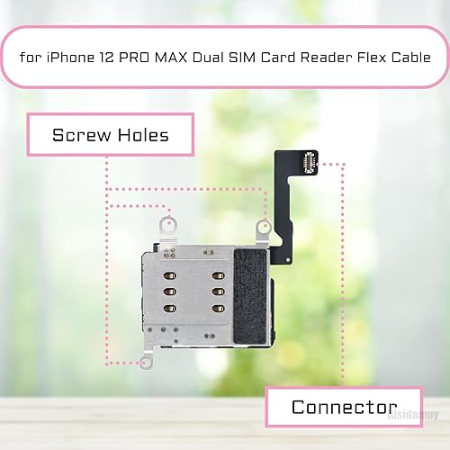 Miniatura 2 de Para iPhone 12 PRO MAX Dual SIM lector de tarjetas Flex Cable con Negro y Plata SIM Doble Ranura Bandeja Soporte Adaptador Reemplazo 12PROMAX Sim
