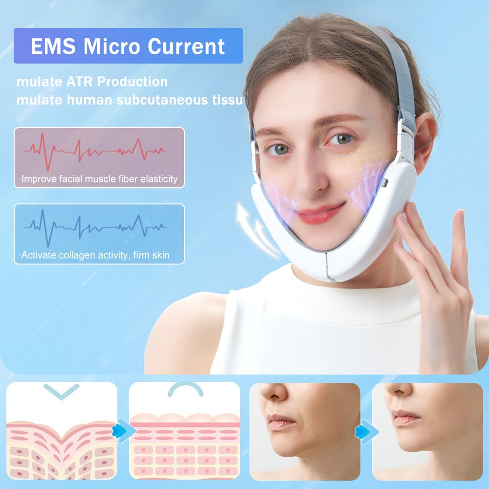 Masseur Mise Visage, Appareil Électrique de Levage du Visage en V Couteau de Beauté 6 Modes 9 Intensités pour Les Appareils de Tonification, Antioxydant, Réparation de Peau