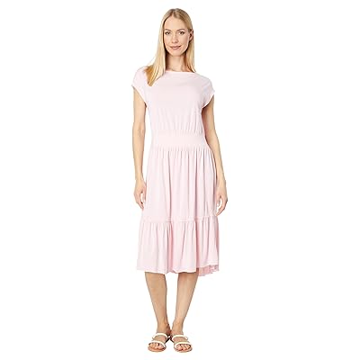 Mod o doc Organic Jersey Cap Sleeve Shirred Boatneck Dress Women