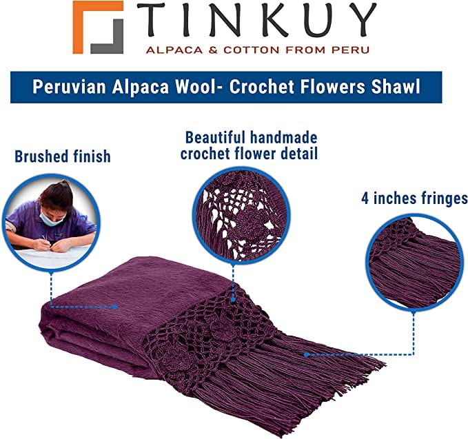 TINKUY PERU Women’s Alpaca Wool Pashmina Shawl Wrap, One Size4
