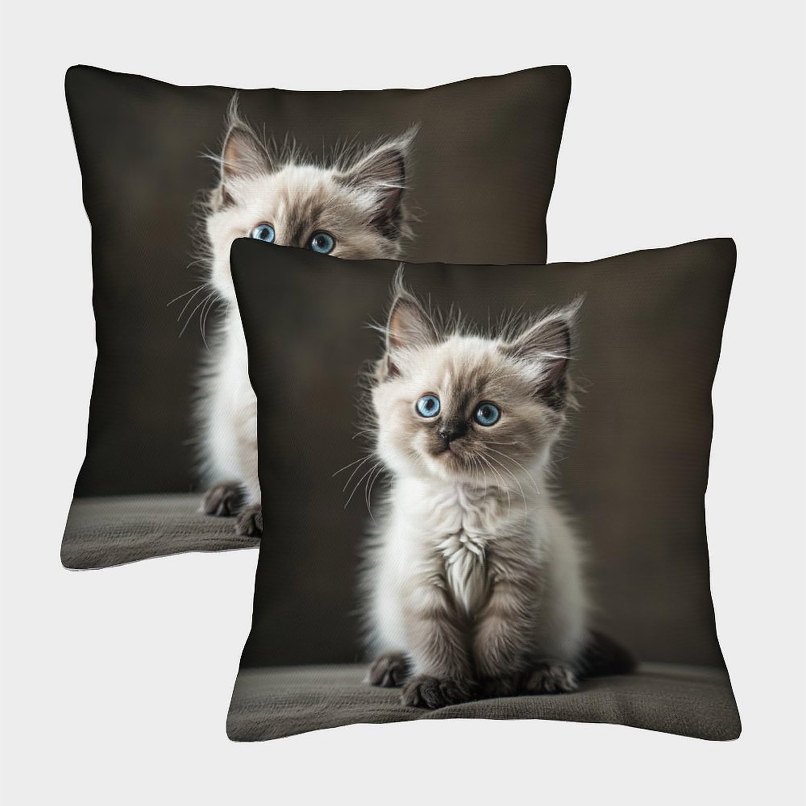 Lehuaima Style-9 3D Printed Cute Kitten Square Pillowcases Cat Pets Square Throw Pillow Decorative Super Soft Pack Of 2 For Patio,Couch, Tent, Balcony And Sofa 50X50cm