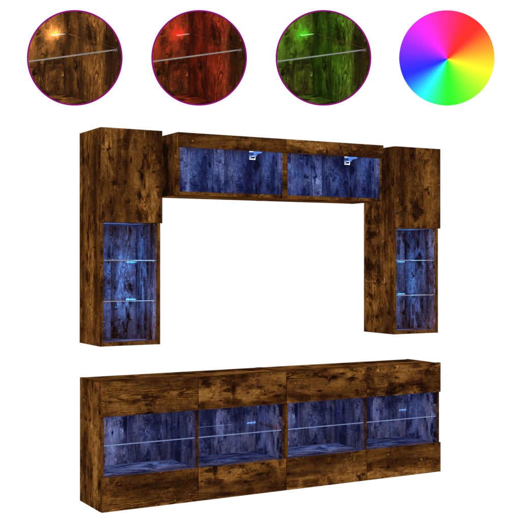 6-TLG. - Mueble de pared para TV (98,5 x 30 x 60,5 cm, madera de madera y cristal, aparador moderno para salón, estudio
