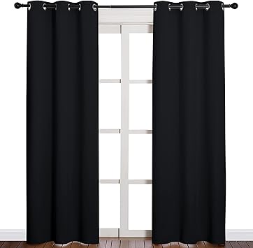 58% off: NICETOWN Thermal Insulated Black Blackout Curtains/Drapes 84 inches Length 2 Panels Set for Living Room, …