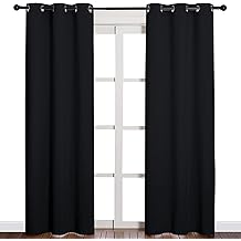 NICETOWN 隔热黑色遮光窗帘/窗帘 84 英寸长 2 面板套装客厅,42 英寸宽,隐私声音减少房间变暗窗帘窗帘处理