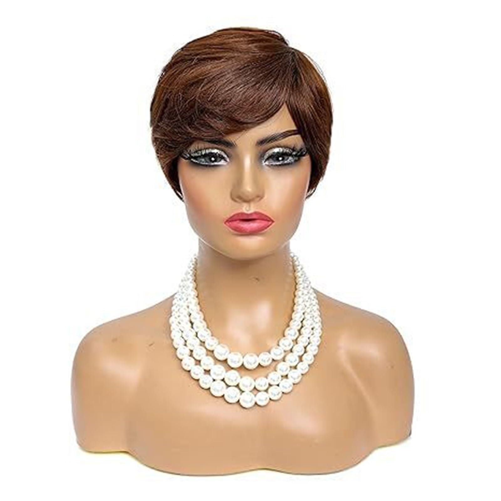 ZTHYSHOZ Women's Wig Women's Slanted Bangs Fluffy Short Wig Headband Suitable For Daily And Party Use(Bruin)