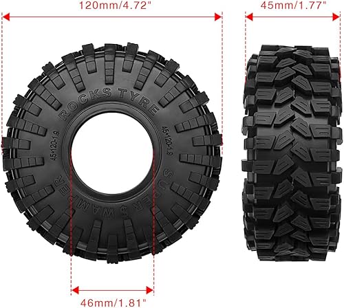 Miniatura 2 de GLOBACT 1.9 Neumáticos RC Neumáticos RC Crawler Neumáticos de goma 4.724 * 1.772 in para 110 TRX4 TRX6 Axial SCX10 I II III Redcat GEN7 8 RC4WD (4