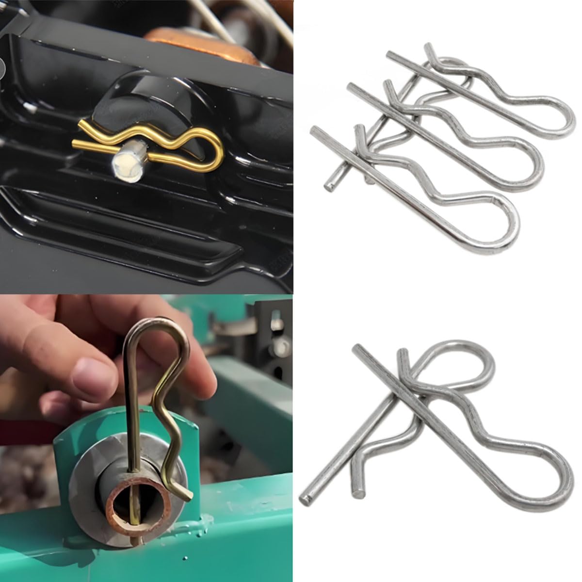 yukata Stainless Steel Heavy Duty Hitch Pin Clip M5*100 Hitch Pin Cotter Pin R Clip Trailer Gate Pin Spring Pin Fixed Pin for Large Trailer Tractor Mower Cart Truck 4PCS