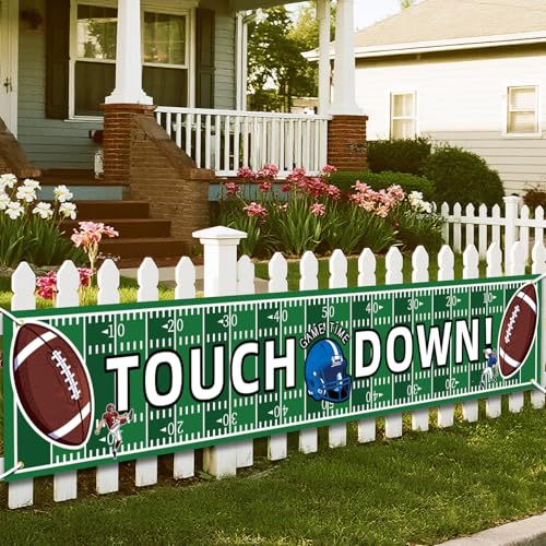Owishnora Football Game Time Touch Down Banner 72x13 Inches Football Party Decorations Durable Polyester American Football Themed Banner for Boys and Girls Birthday Game Day Indoor Outdoor Sports Party Decor