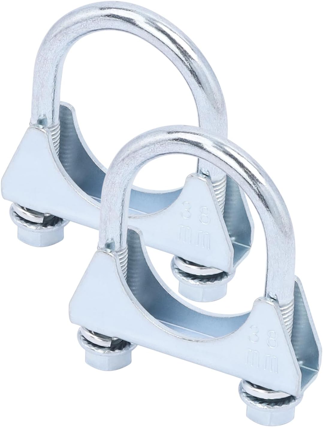 2 Pack 1.5" U Bolt Clamp Saddle-Style Muffler Exhaust Clamps on Tip Pipes 38 mm Steel U-Bolt Exhaust Pipe Clamps (1-1/2")