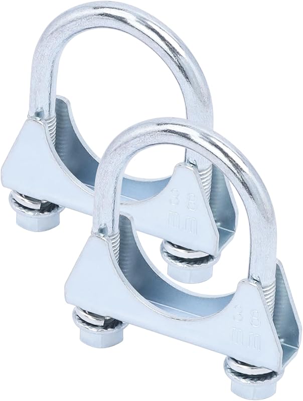 Abraçadeira U para escapamento AFEISOL tipo sela em aço galvanizado – 2 unidades para tubo de 38 mm