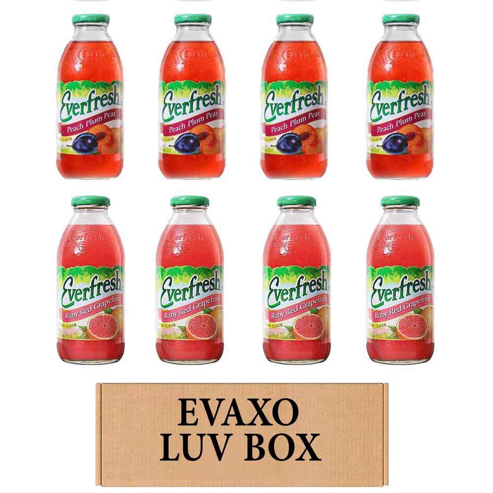GONDMAX LUV BOX - Peach, Plum, Pear & Ruby Red Grapefruit Juice Variety Pack, 8 x 16 oz Bottles