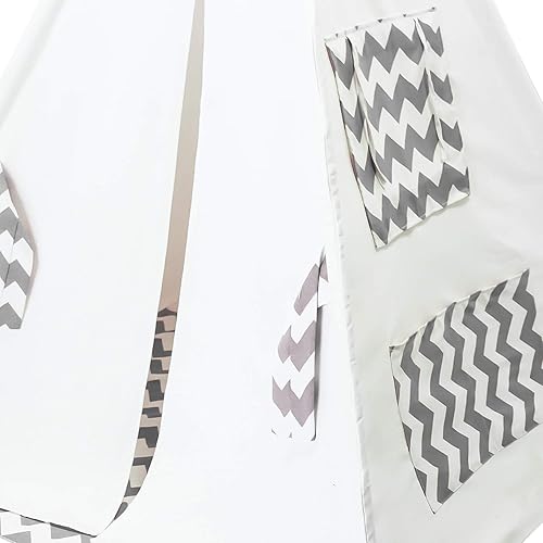 Vista 5 de Tienda de campaña tipi para niños, tipi, tipi, para niños, niñas, bebés, niños, tienda de campaña para interiores, tipi gris, cheurón, tipi