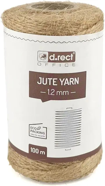 Hilado de Yute D.RECT 100m Natural Marrón para Envolver Regalos y Decoración