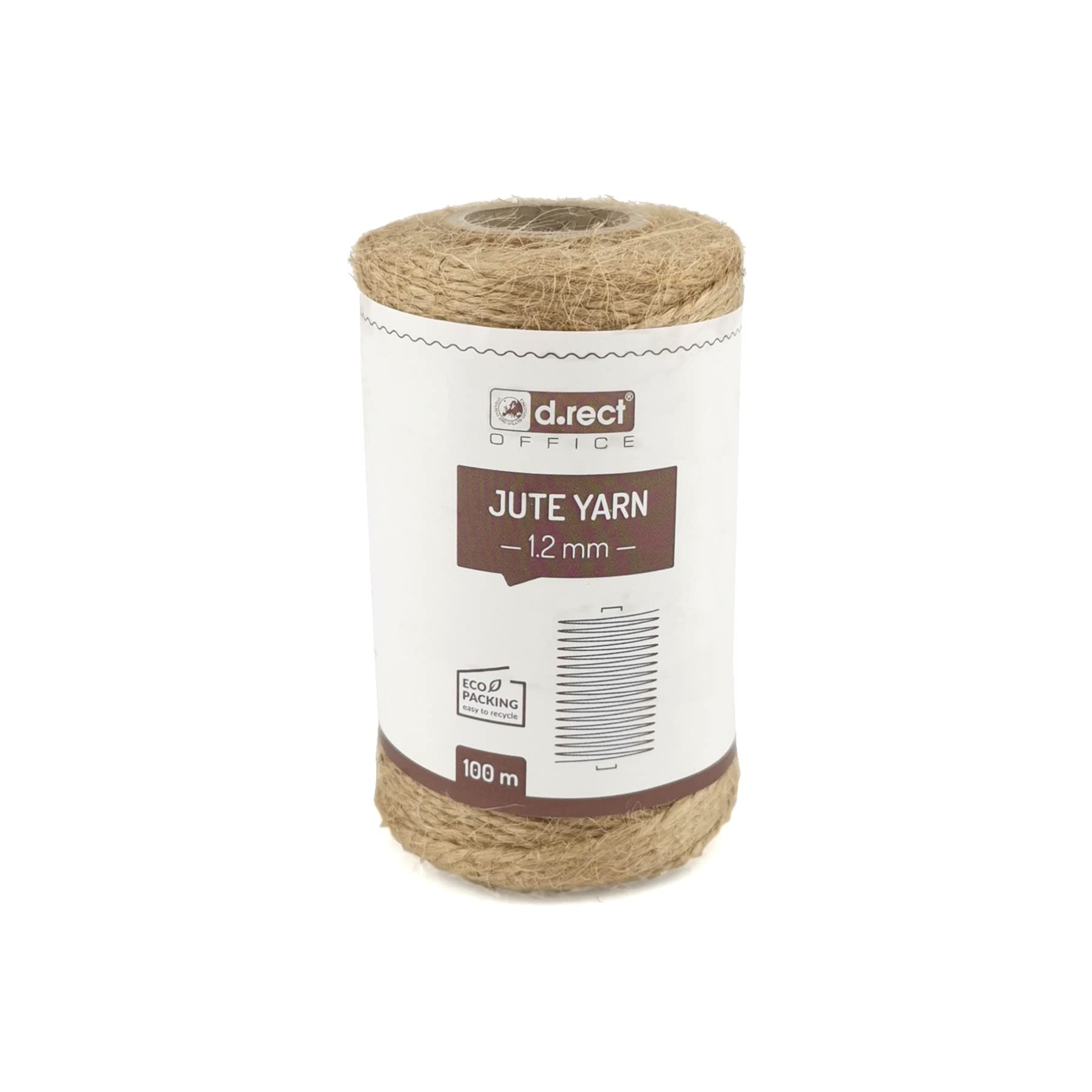 D.RECT 100m Natural Brown Jute Rope, Gift Decorative Wrap Twine | 1.2mm Thick | For: Packaging, DIY Crafts, Floristry, Decorating, Home Decor | 800155