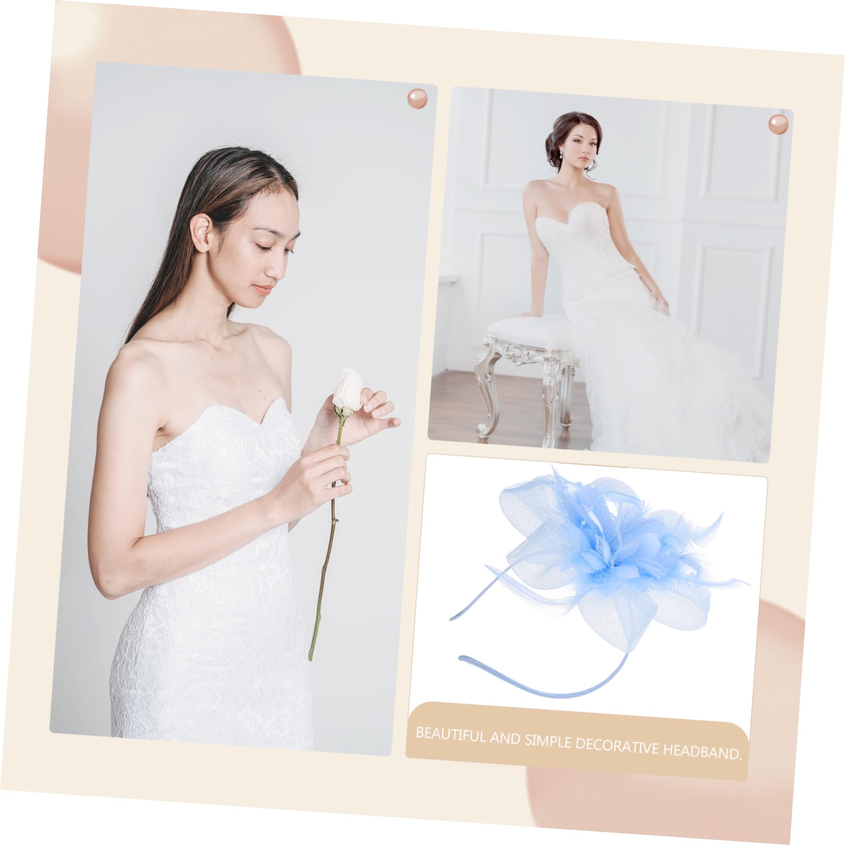 5piezas Fascinador De Novia Tocado Elegante Para Bodas y Diadema Para Azul