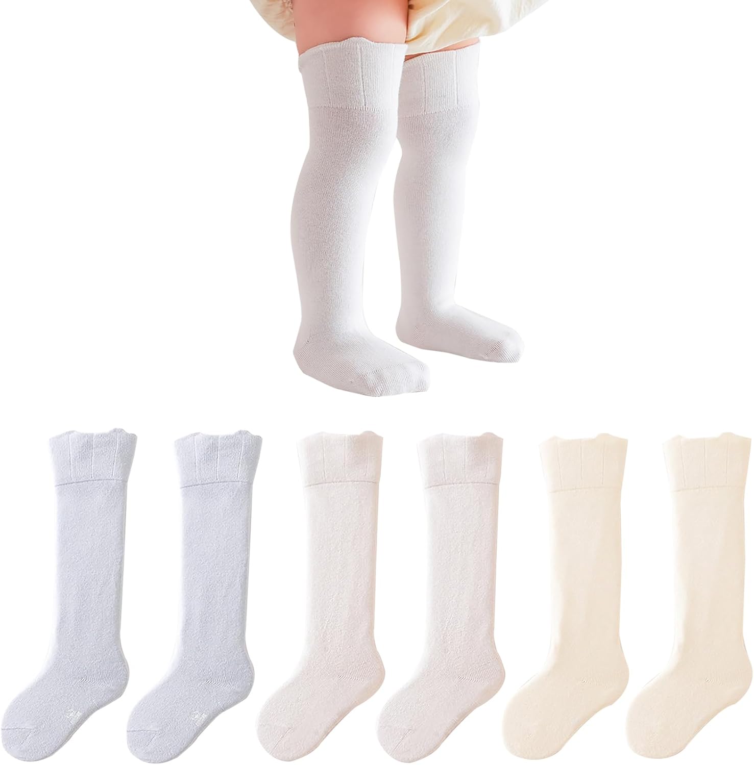 Baby Girls Socks,Toddlers Ruffle Sock,Girl's Over Knee-High Stockings, Kids Cozy Warm Solid Color Long Socks