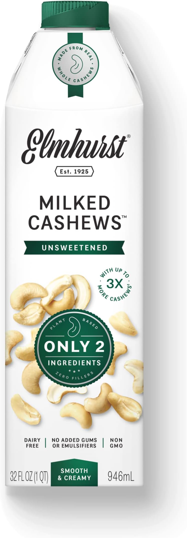 Elmhurst 1925 Cashew Milk, Unsweetened Cashew Milk, Shelf