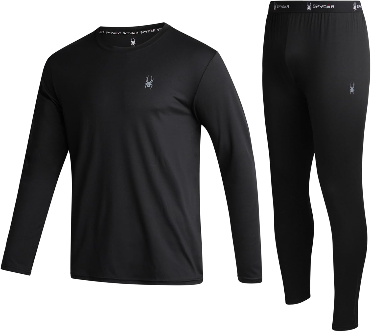 Spyder Mens Thermal Top and Bottom Set – 2 Piece Fleece Lined Thermal Shirts for Men and Long Johns Leggings Base Layer Set Spyder Mens Thermal Top and Bottom Set – 2 Piece Fleece Lined Thermal Shirts for Men and Long Johns Leggings Base Layer Set