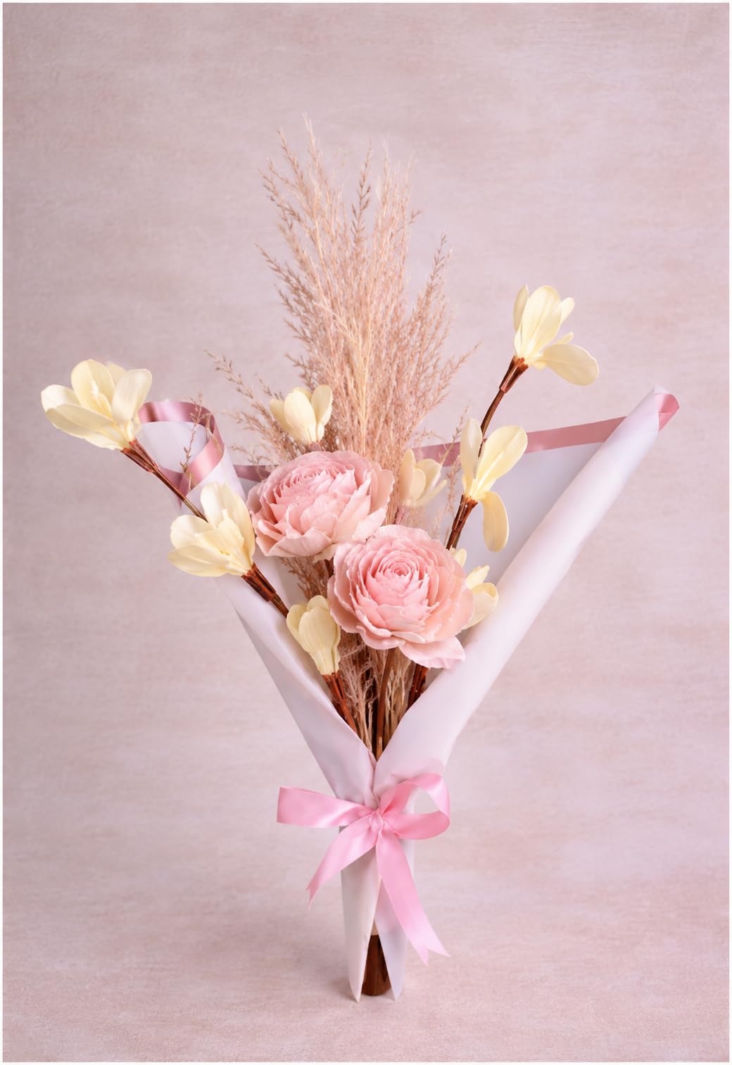 Ivory & Pastel Dried Flower – Handmade Bouquet-image-43