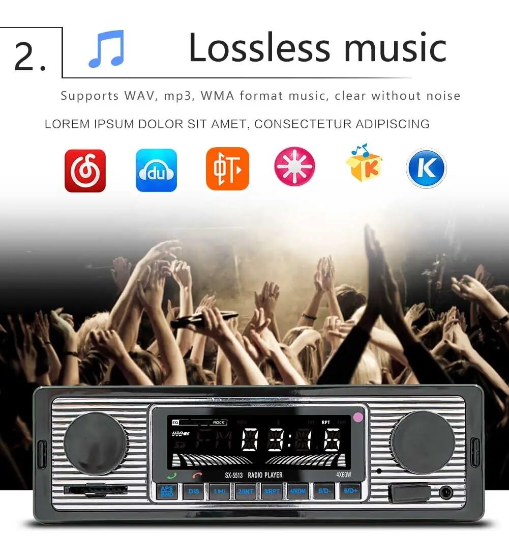 Amazon | Bluetoothカーラジオ ヴィンテージ デュアルノブ MP3