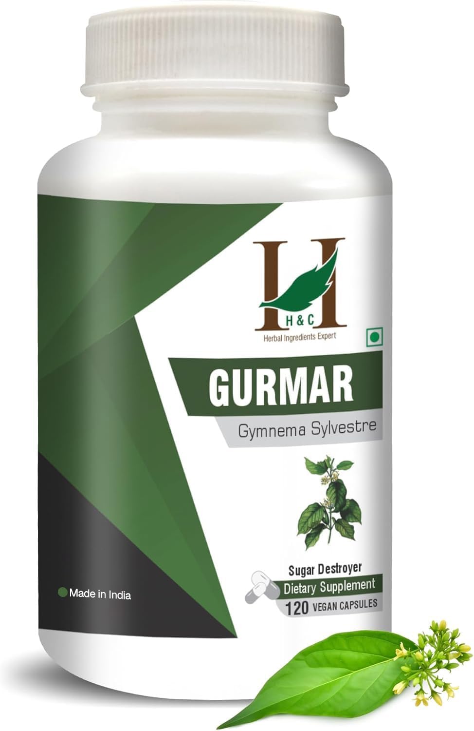 H&C Gurmar Capsules (Gymnema Sylvestre) - 900mg per Serving, 120 Vegan Capsules | for Healthy Blood Sugar Levels | Metabolic Wellness