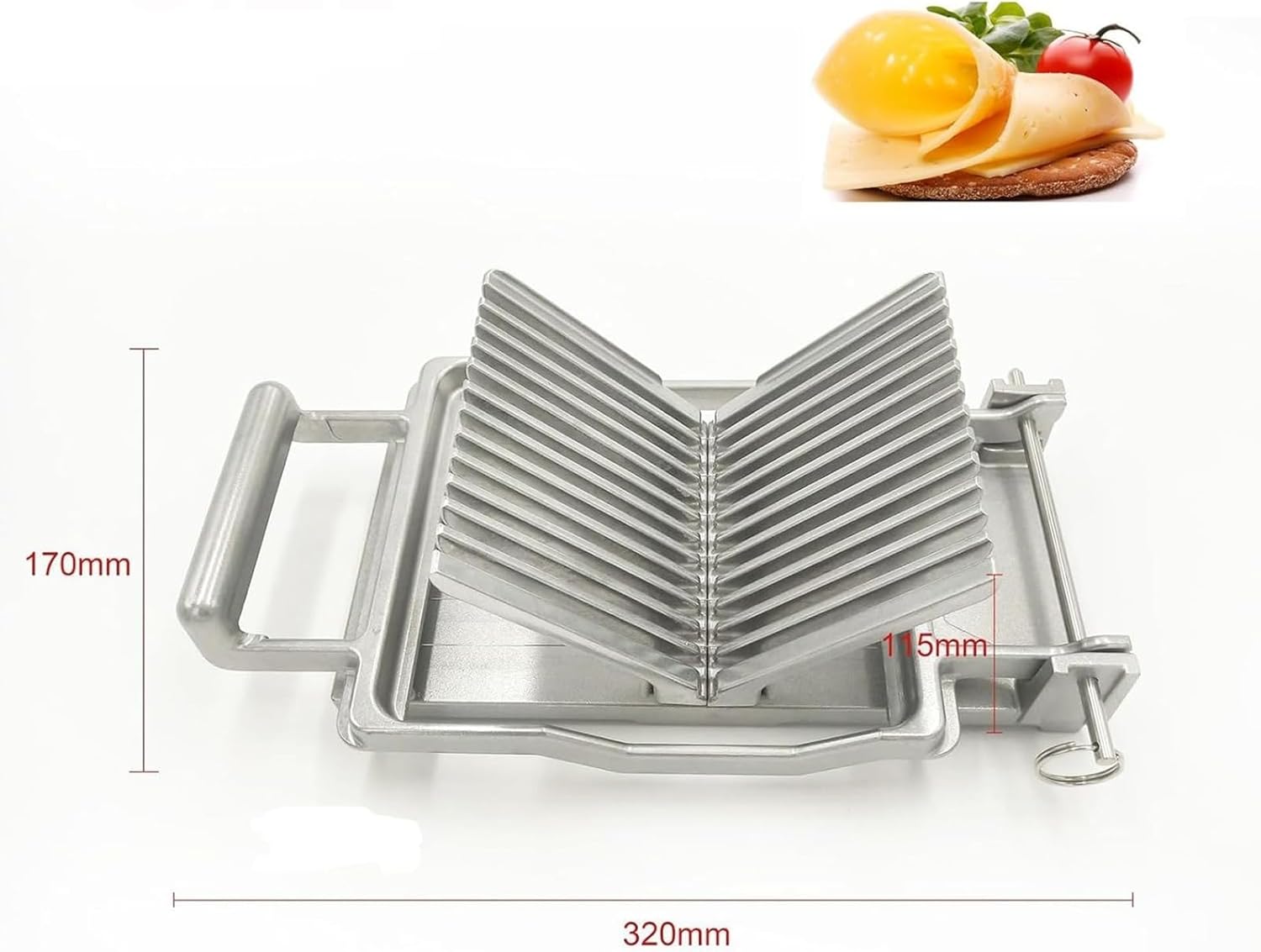 Cheese Cutter, Heavy Duty Stainless Steel Cheese Slicers, Commercial Hand Held Butter Cutter Slicer with 1 Cm & 2 Cm Cutting Board, for Cheese, Butter, Sausage Ham, and More