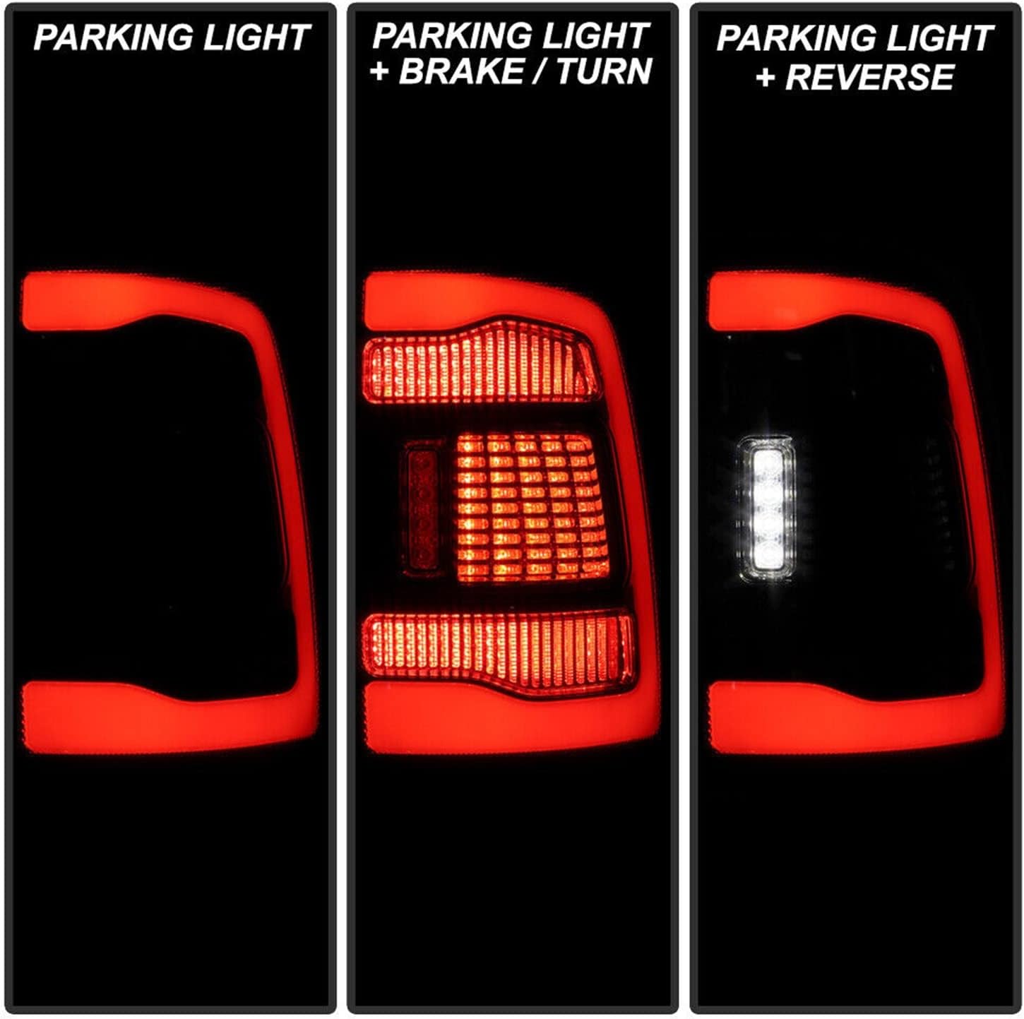 LED Tail Lights Assembly Compatible With Ram 2009-2018 1500 2500 3500 Pickup Truck Full Led Rear Lamp (Passenger& Driver Sides)