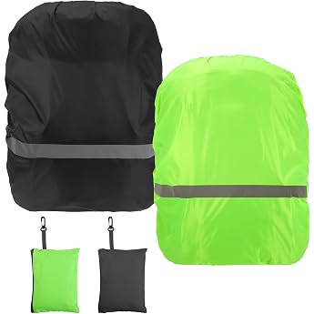 Pack of 2 Rain Cover for Backpacks with Reflective Strips 18-30 L