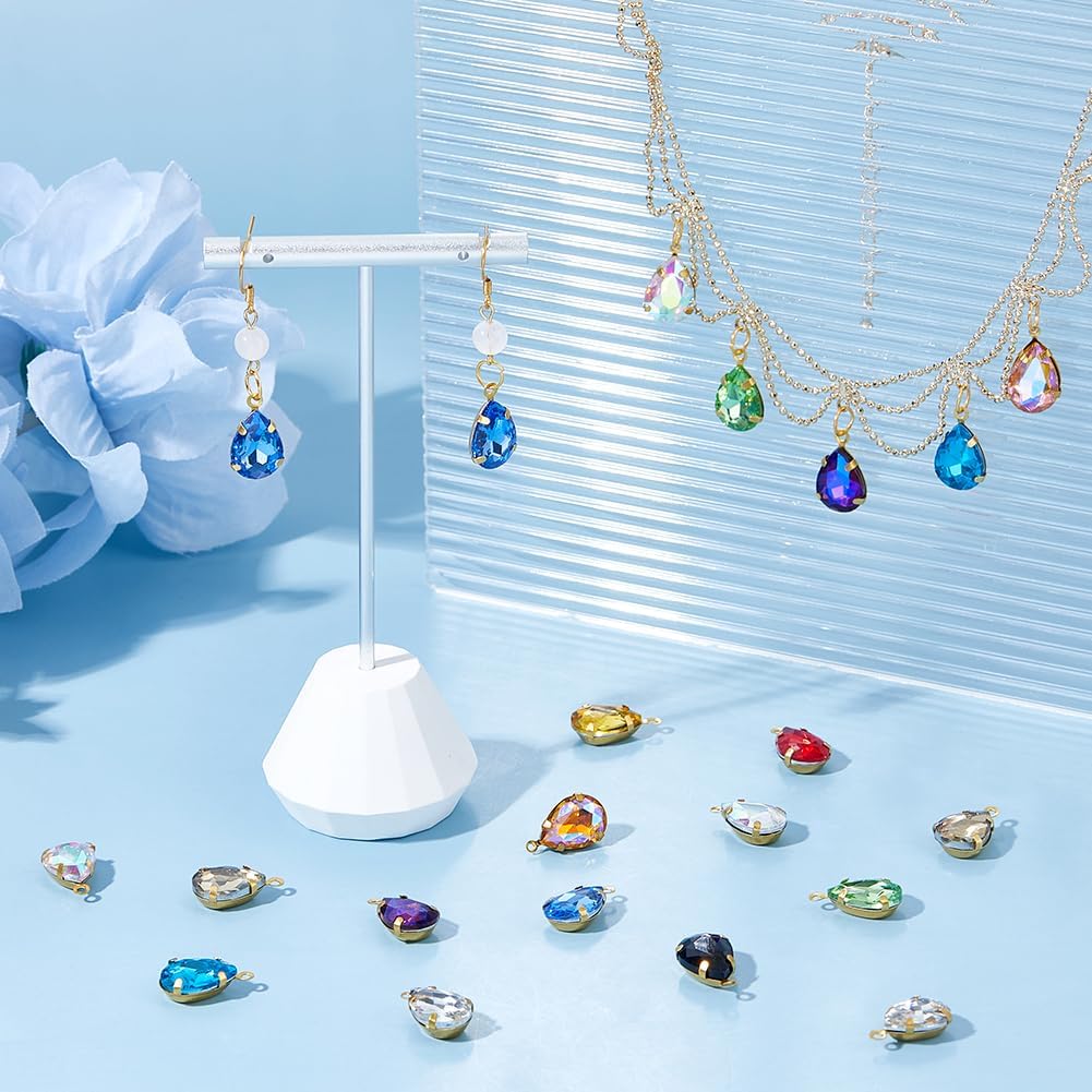 DICOSMETIC 56pcs Teardrop Charms 14 Colors Crystal Glass Charms Faceted Water Drop Charm Mini Glass Birthstone Charm Faceted Teardrop Pendant for Jewelry Making, Hole: 1mm - Image 5