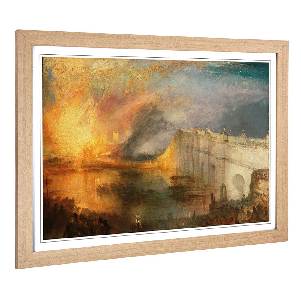 Big Box Art Framed Print of Joseph Mallord William Turner The Burning of The Houses of Commons Design | Wall Art Picture| Home Decor for Living Room, Bedroom, Oak, A2 / 24.5x18 Inch / 62x45cm