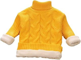 Color puro Invierno Niño Niña Niño Grueso De Punto Bottoming Camisas Cuello Alto Sólido Suéter