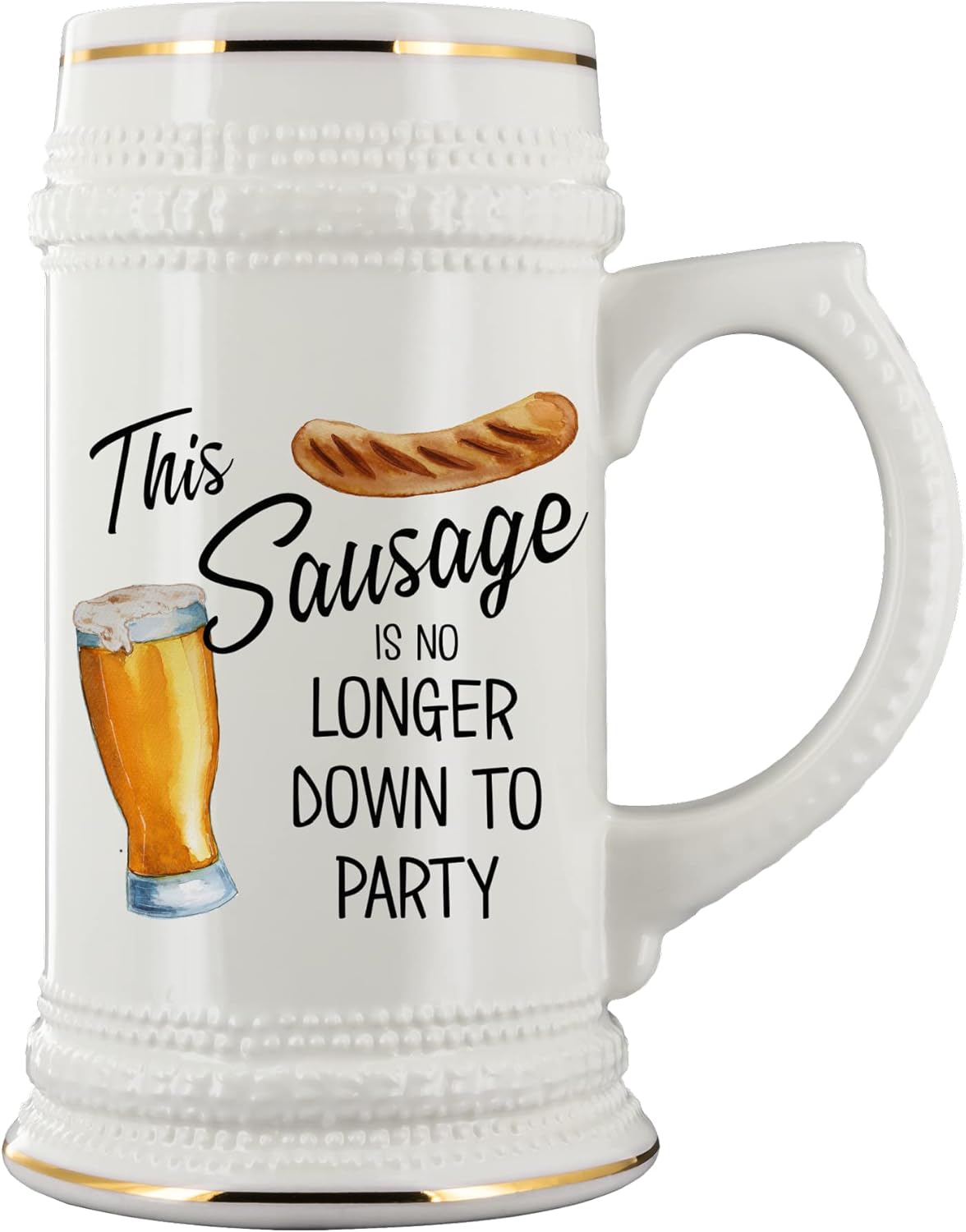 Bachelor Party Beer Mug for Groom This Sausage Is No Longer Down To Party Funny Engagement Wedding Ideas for Future Husband Boyfriend Fiance 22 Oz. Beer Stein