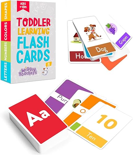 Tarjetas flash para niños pequeños, juego de 65 tarjetas con letras, animales, colores, formas y números