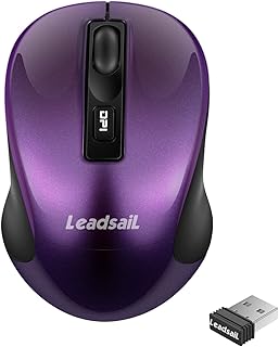 LeadsaiL Wireless Computer Mouse 2.4G USB Compact Optical Wireless Mouse Mini Quiet Wireless PC Mice, Noiseless, 4 Buttons, 3 Adjustable DPI Level Wireless Mouse for PC/Tablet/Laptop and Windows/Mac