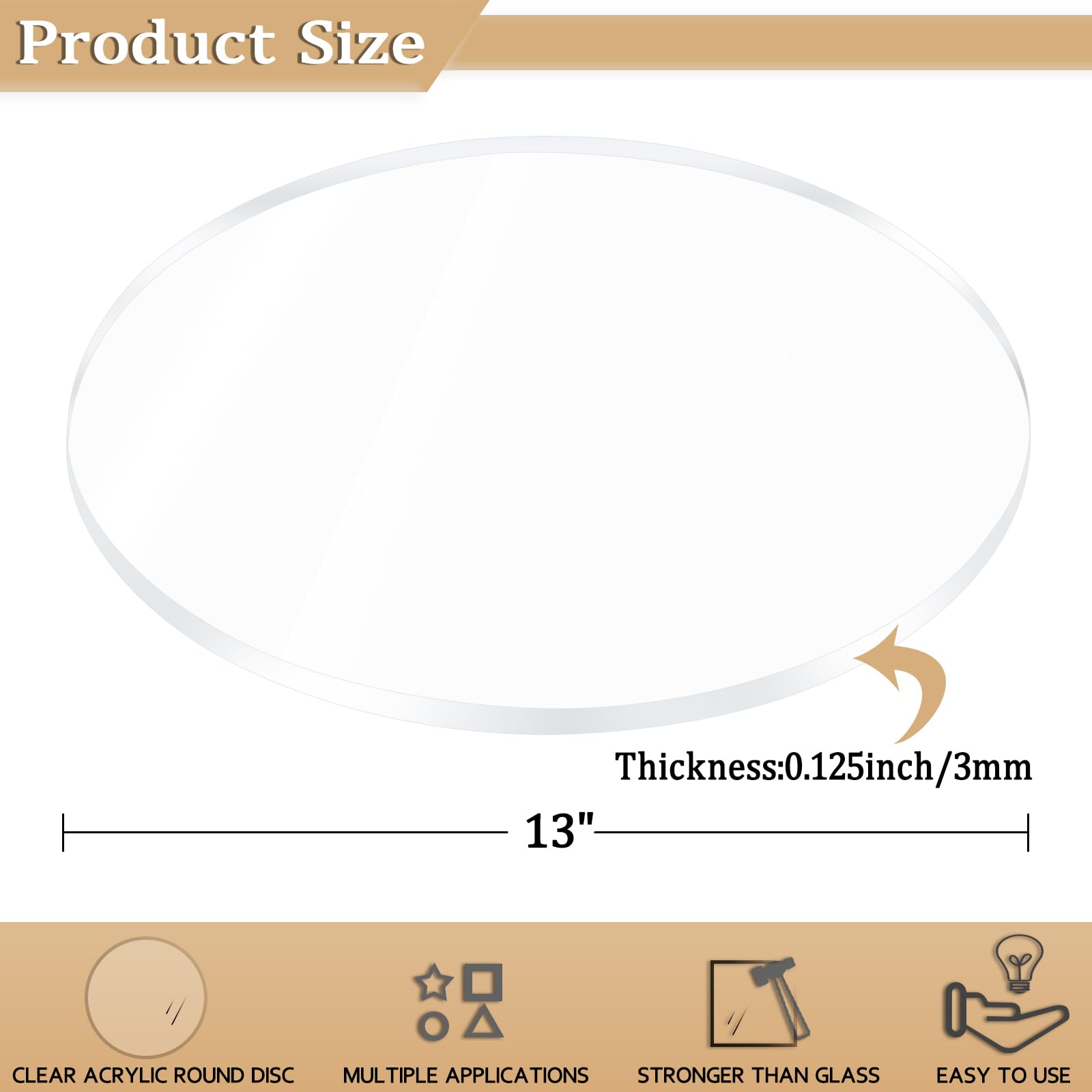 Clear Acrylic Sheets - 13" Round, 2 Pack -2