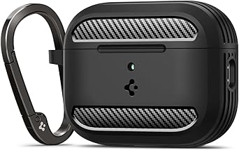 Spigen for AirPods Pro 3 Case, Rugged Armor Compatible with AirPods Pro 3rd Generation Case 2025, Shockproof Protective Cover with Carabiner - Matte Black