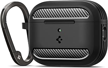 Spigen Rugged Armor Compatible Cover with AirPods Pro 3 (3rd Generation 2025) with Carabiner, Airpods Pro 3 Case - Matte Black