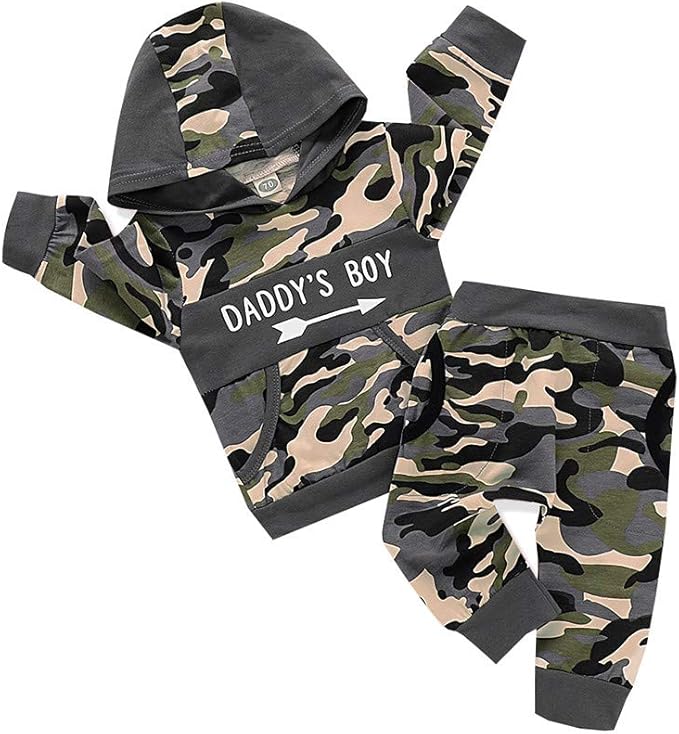 Janly Clearance Sale Baby,Clothing,Baby Boys 0-24m,Outfits & Clothing Sets 0-24 Months Boys Outfits Set, Infant Baby Boys Camouflage Letter Pullover Hoodie T-shirt Tops+Pants Outfits, Nice Easter Gifts, Baby Clothing Set
