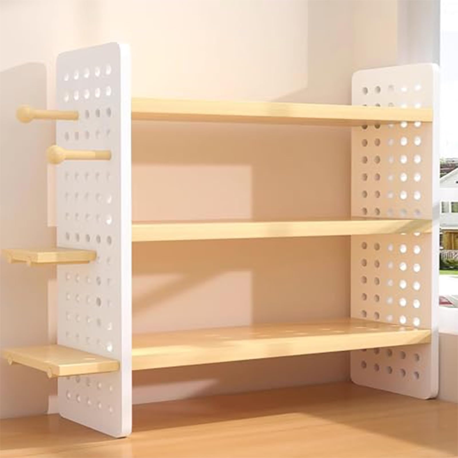 Estantería De Madera Para Escritorio,Estante Exhibición Almacenamiento Sobremesa,Librería Multiusos Para Escritorio,Estante De Oficina Con Panel Perforado Organizador(B,40x15x60cm/15.7x6x23.6in)